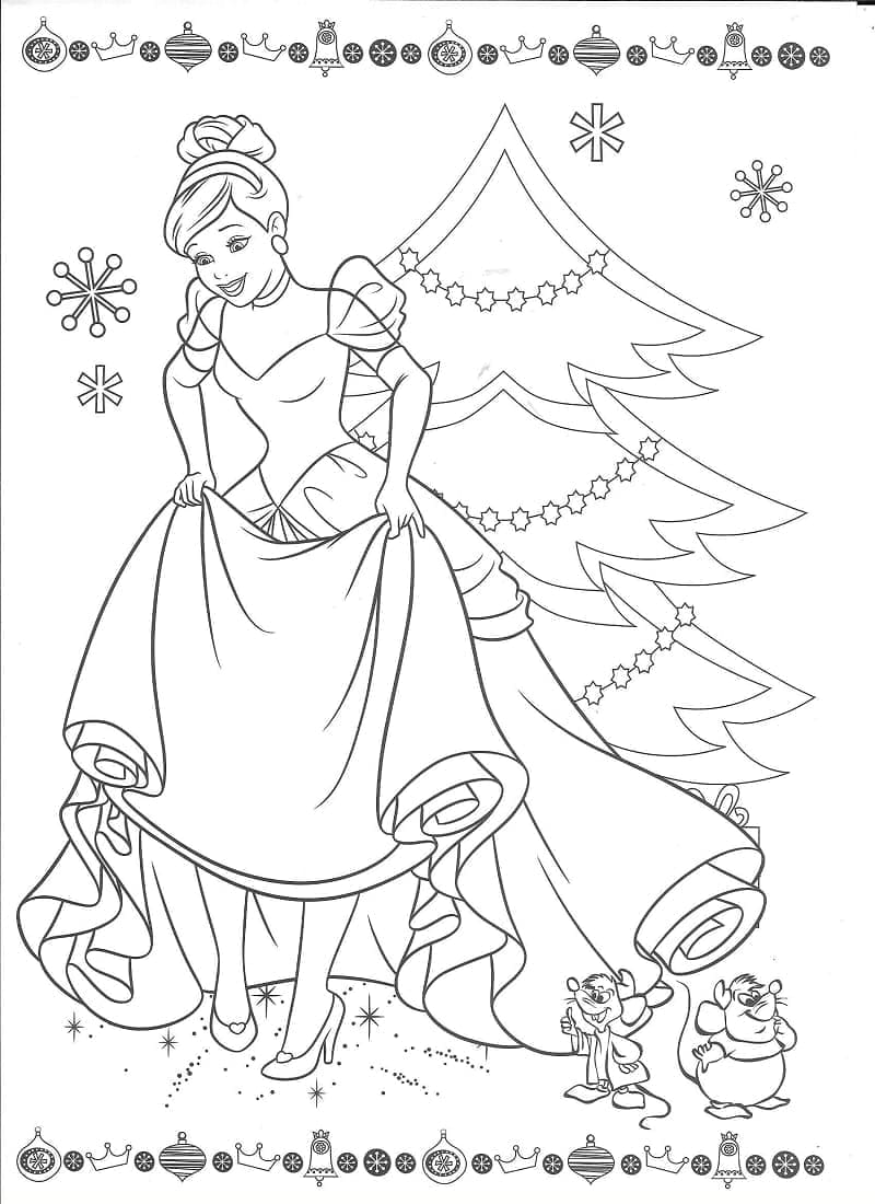 Cendrillon à Noël coloring page