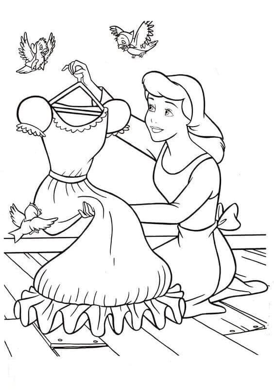 Cendrillon avec une Belle Robe coloring page