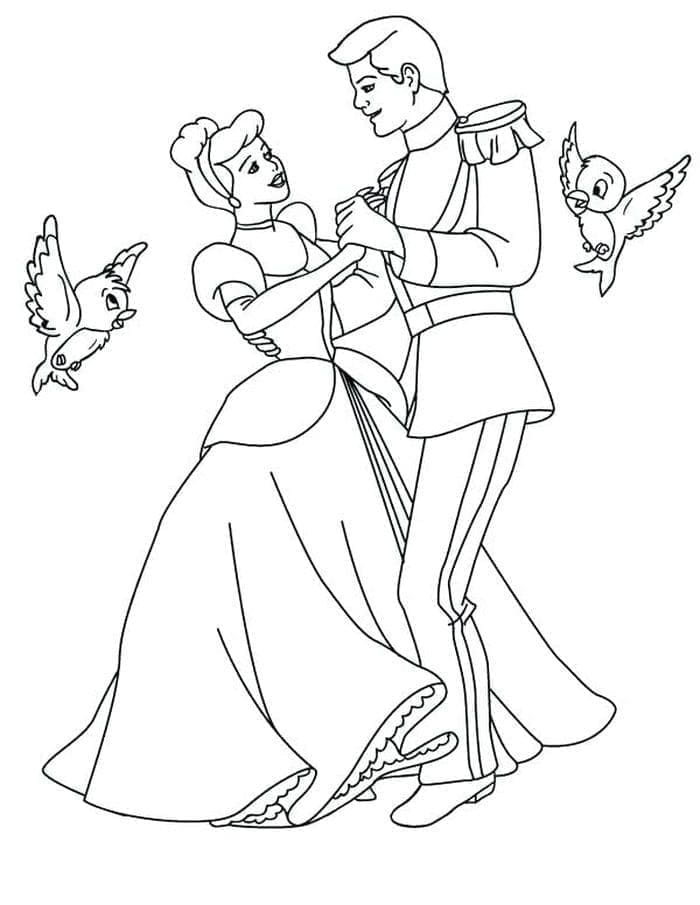 Cendrillon et Prince Charmant coloring page