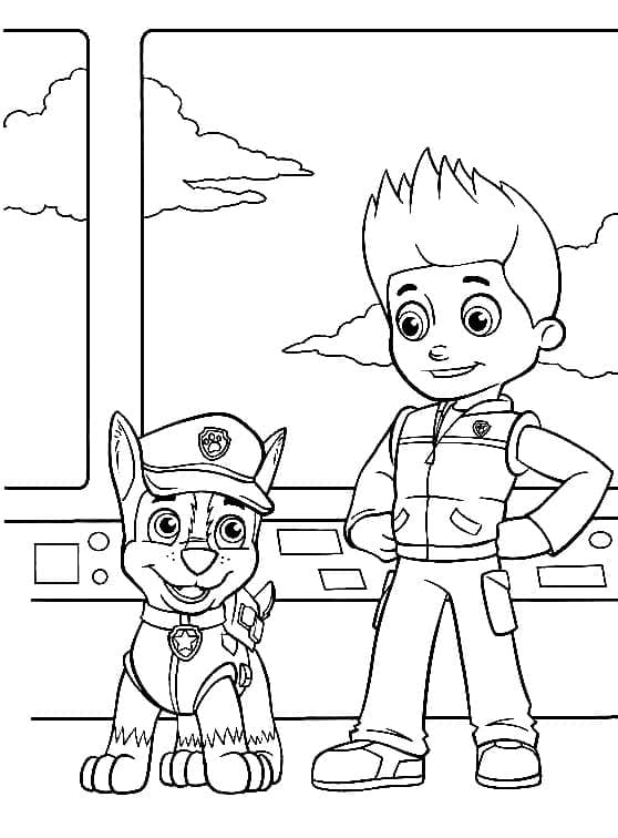 Chase et Ryder Pat Patrouille coloring page