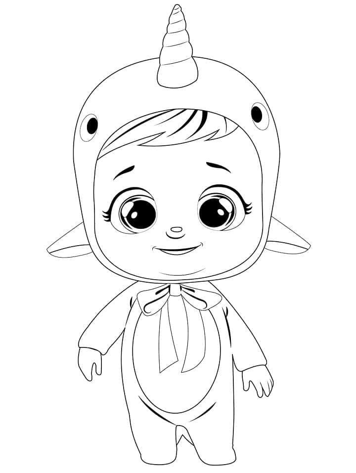 Cry Babies Narwhal Narvie coloring page