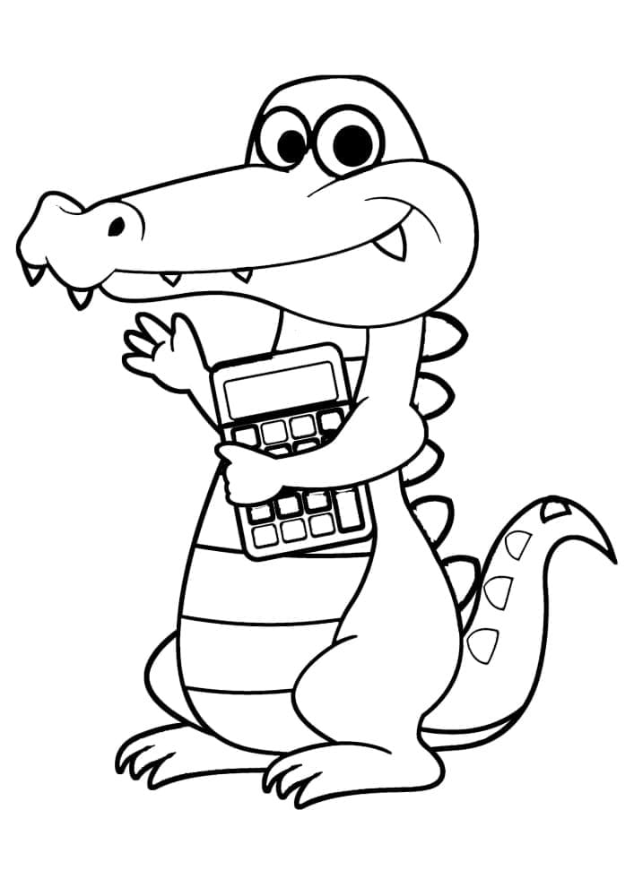 Dessin De Crocodile Avec Calculatrice coloring page