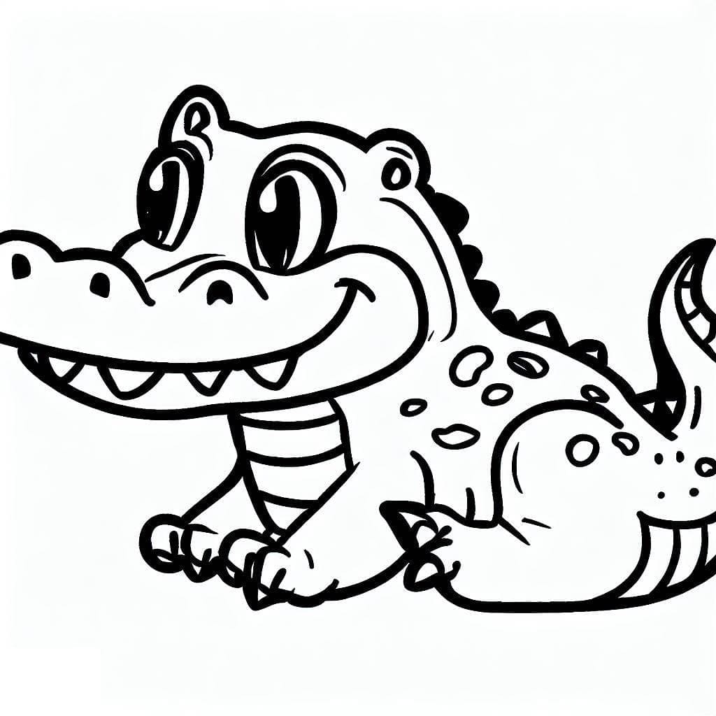 Dessin De Un Crocodile Adorable coloring page