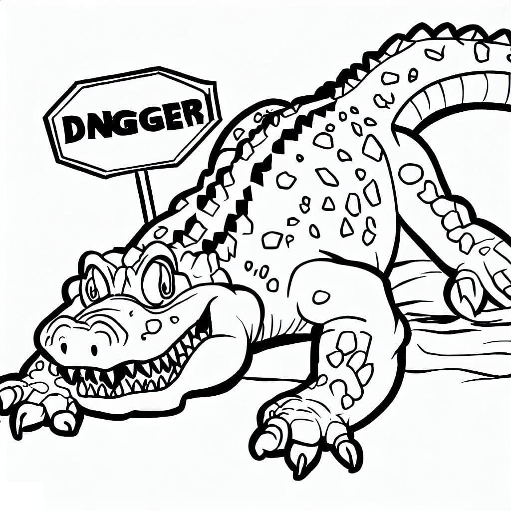 Dessin De Un Crocodile Dangereux coloring page