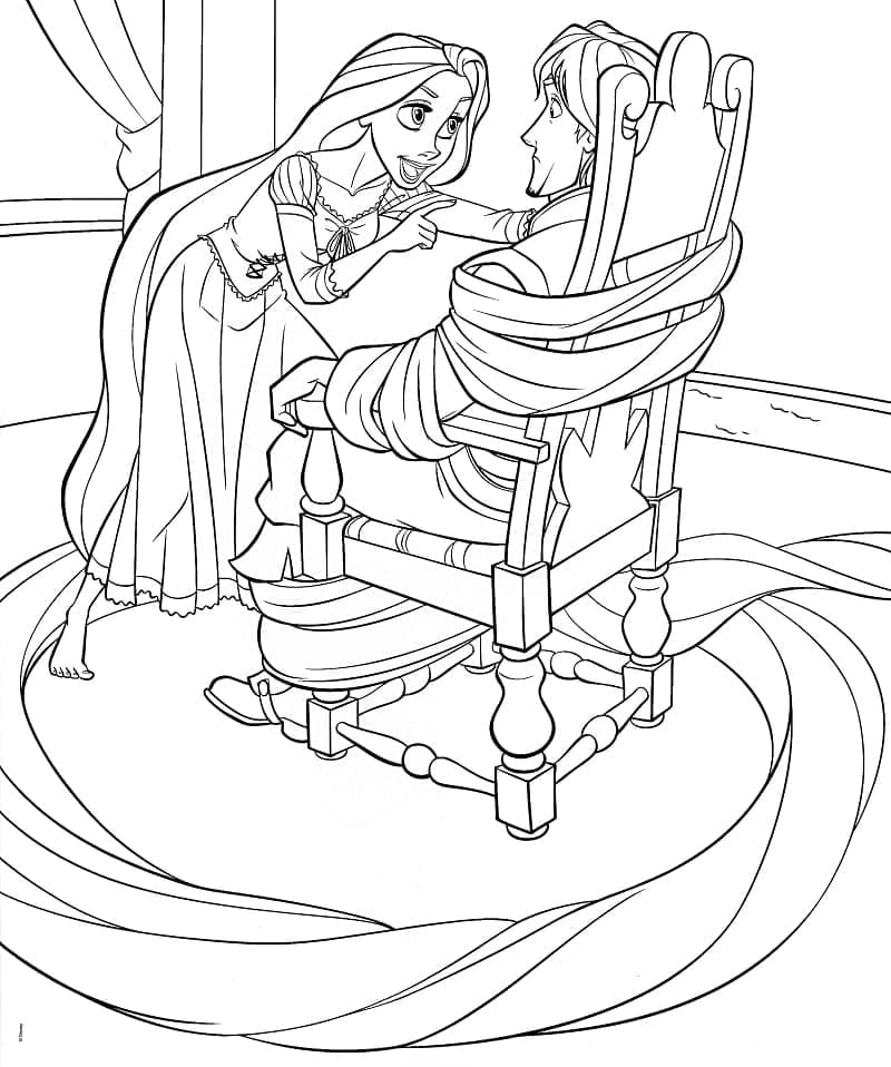 Flynn Rider et Raiponce coloring page