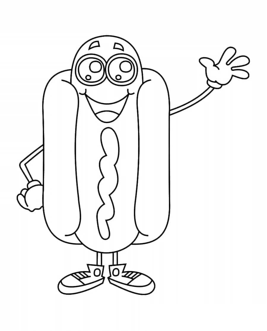 Hot-dog Kawaii coloring page
