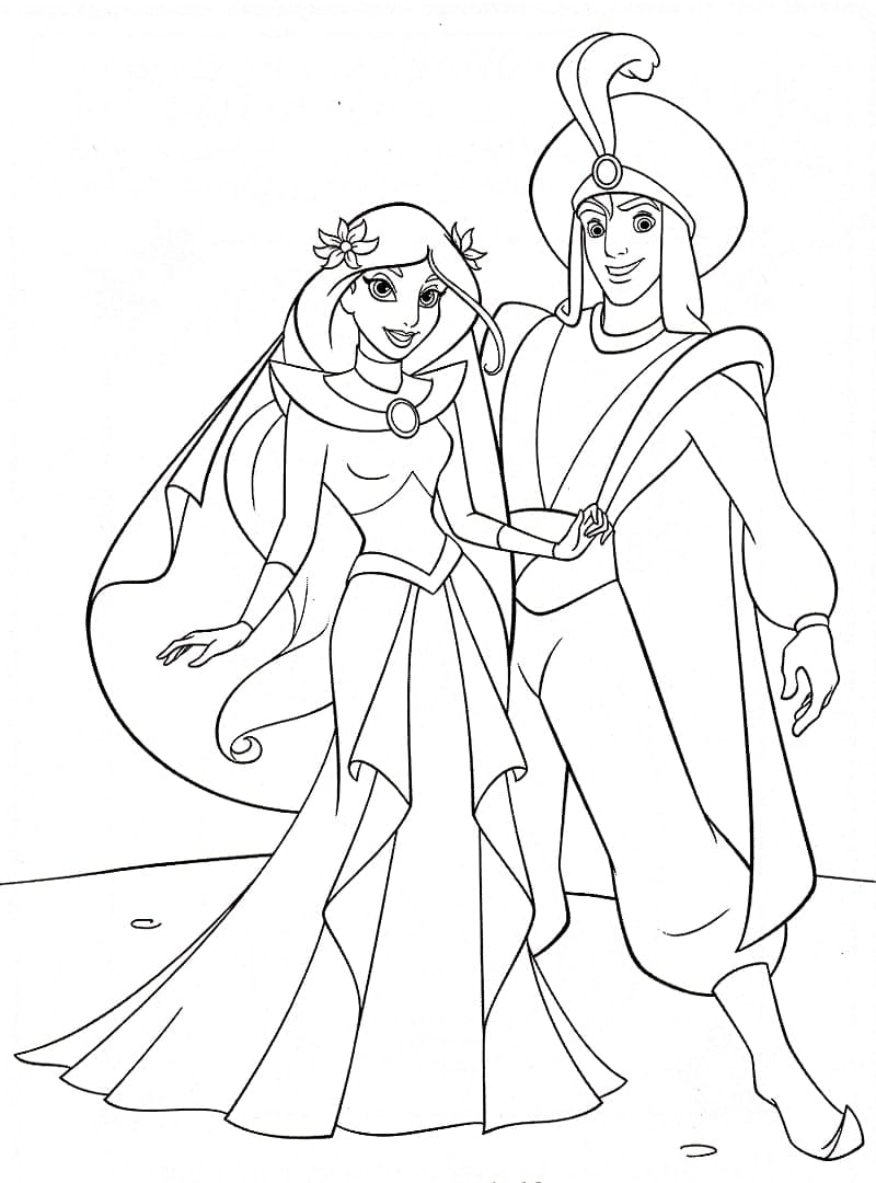 Jasmine et Aladdin coloring page