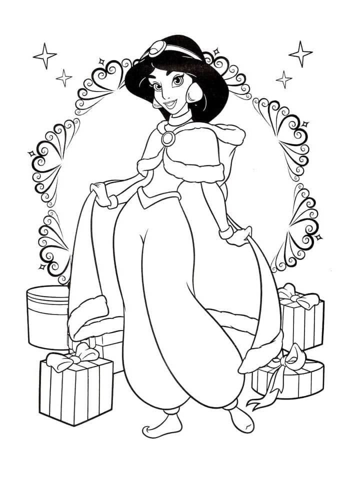 Jasmine et Cadeaux coloring page