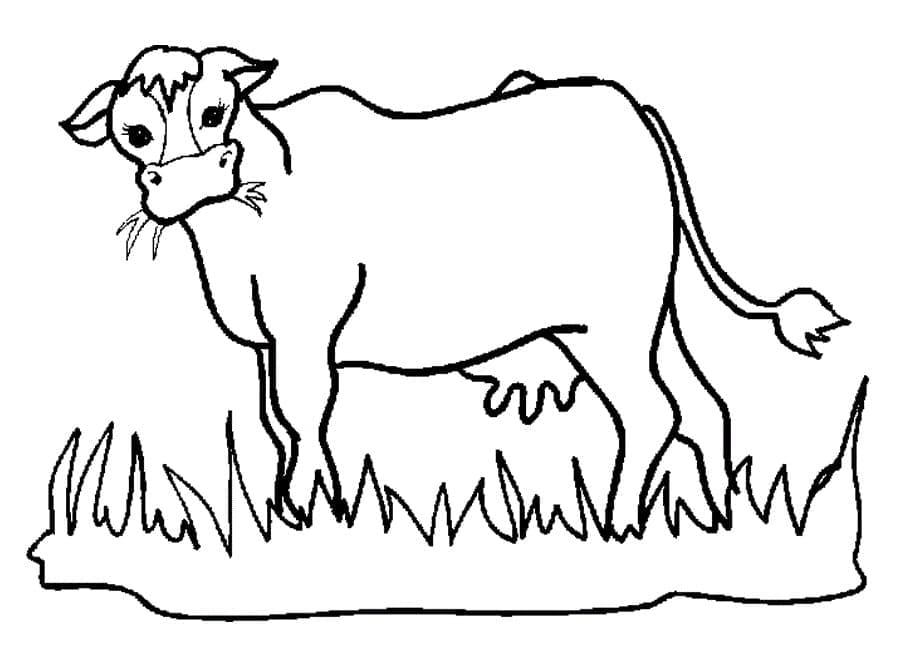 La Vache Mange de l’herbe coloring page