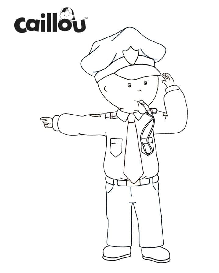 Le Policier Caillou coloring page
