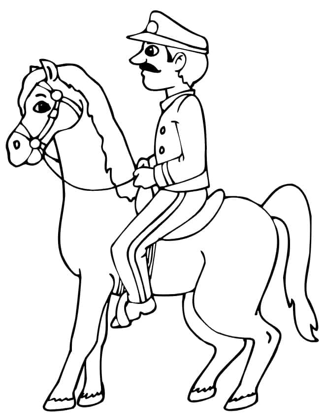 Le Policier Monte à Cheval coloring page