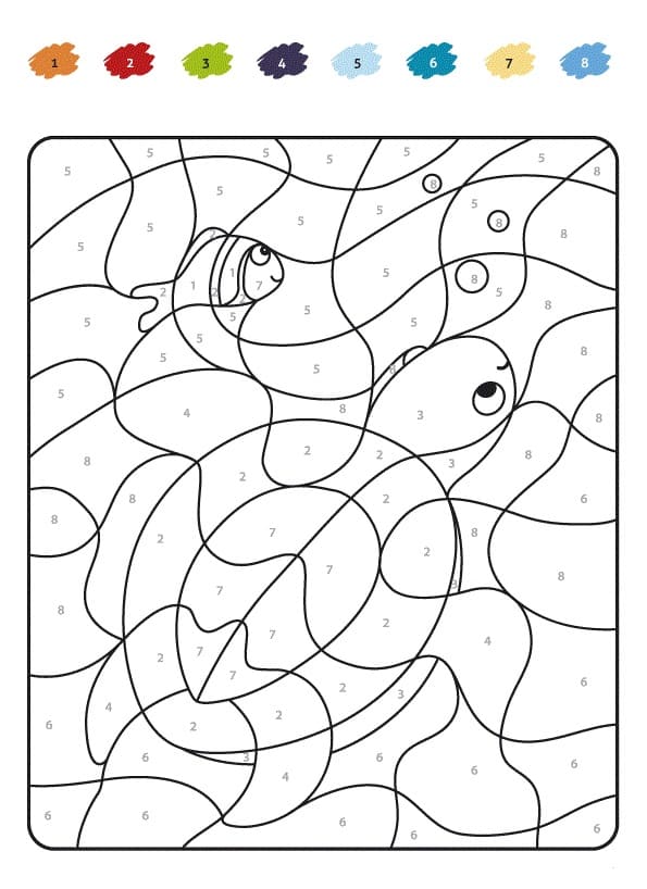 Magique CE1 Poisson et Tortue coloring page