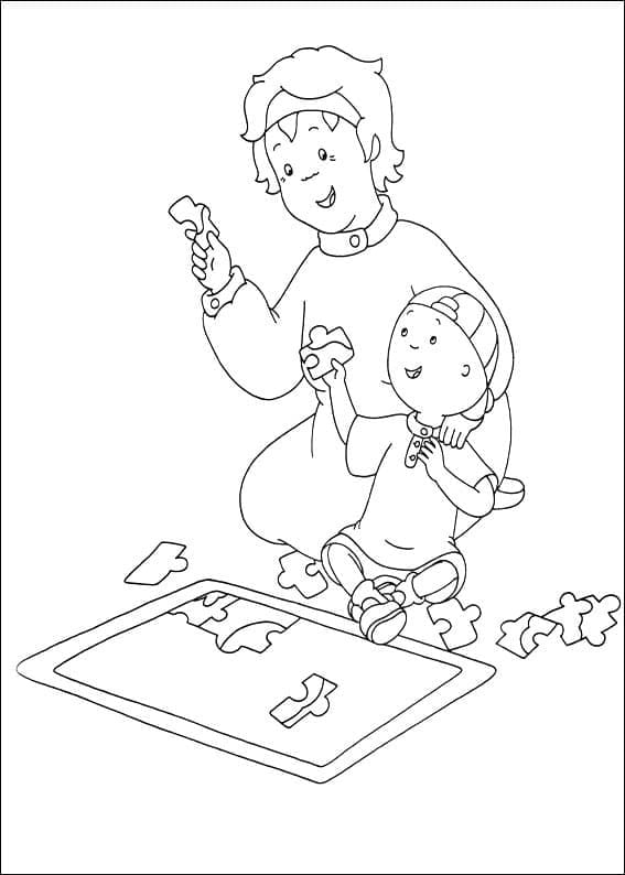 Maman et Caillou coloring page