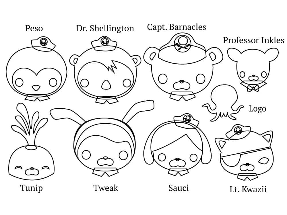 Masques Octonauts coloring page
