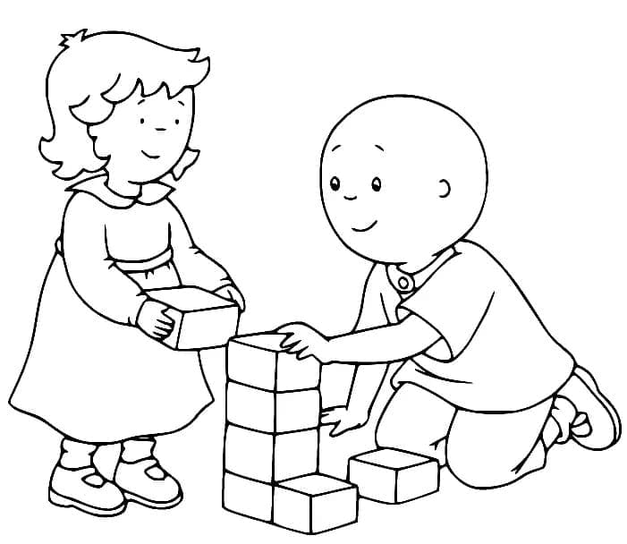 Mousseline et Caillou coloring page