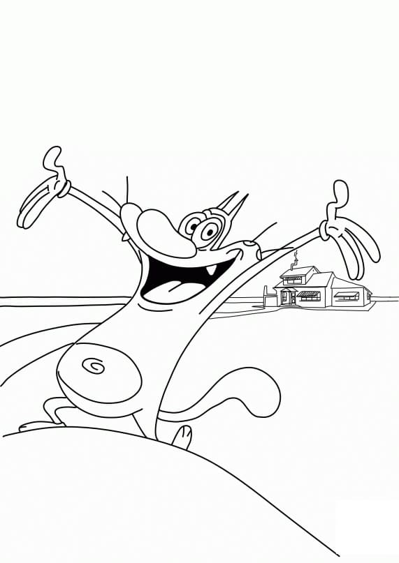 Oggy Heureux coloring page