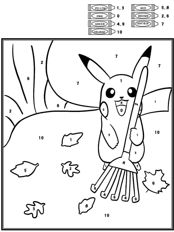 Coloriage par Numéro Pikachu coloring page