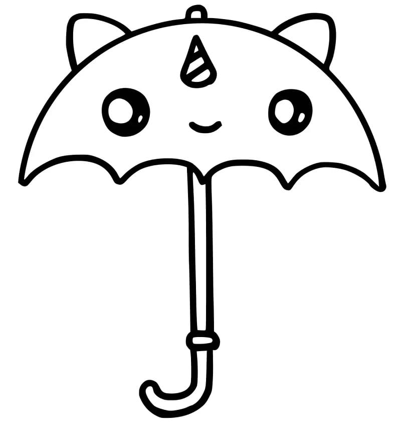 Parapluie Kawaii coloring page