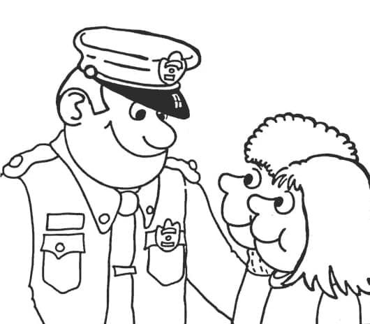 Policier et Enfants coloring page