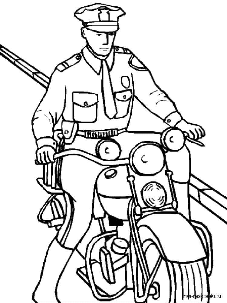 Policier et Sa Moto coloring page