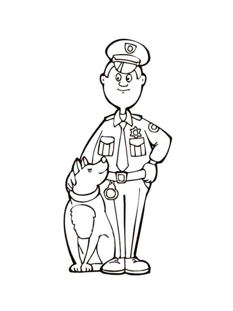 Policier et Son Chien coloring page