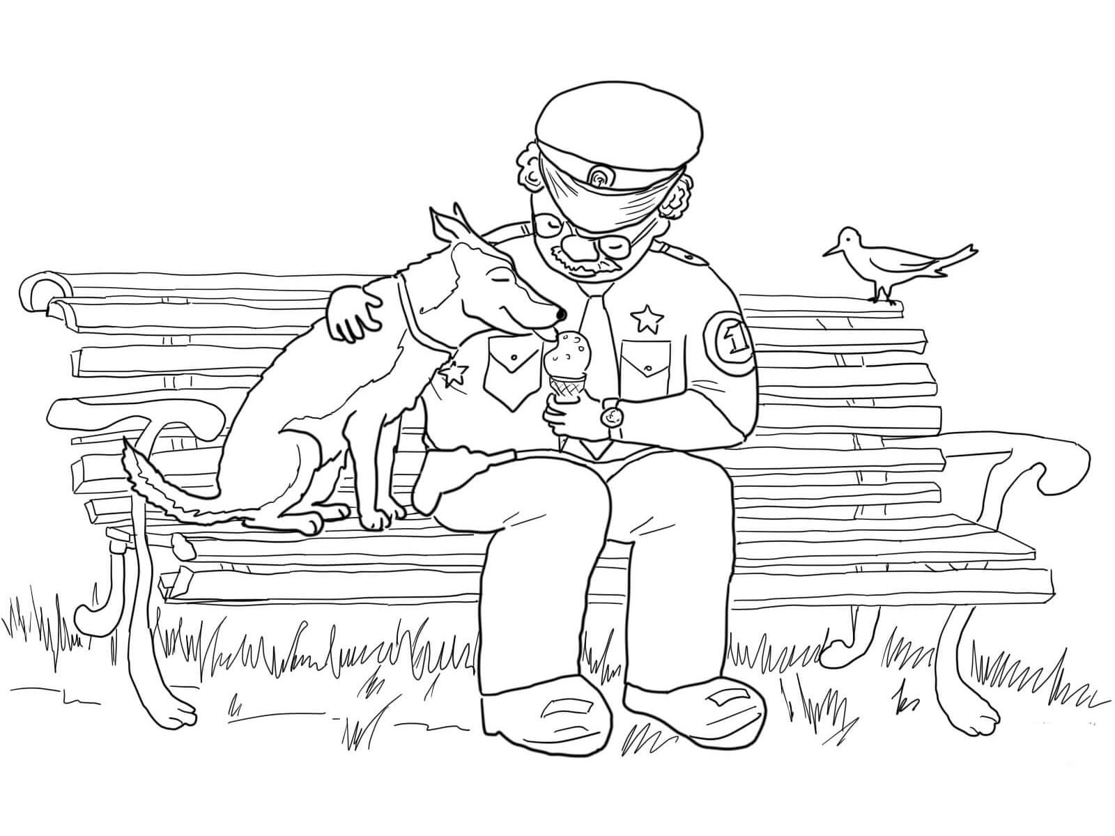 Policier et un Chien coloring page