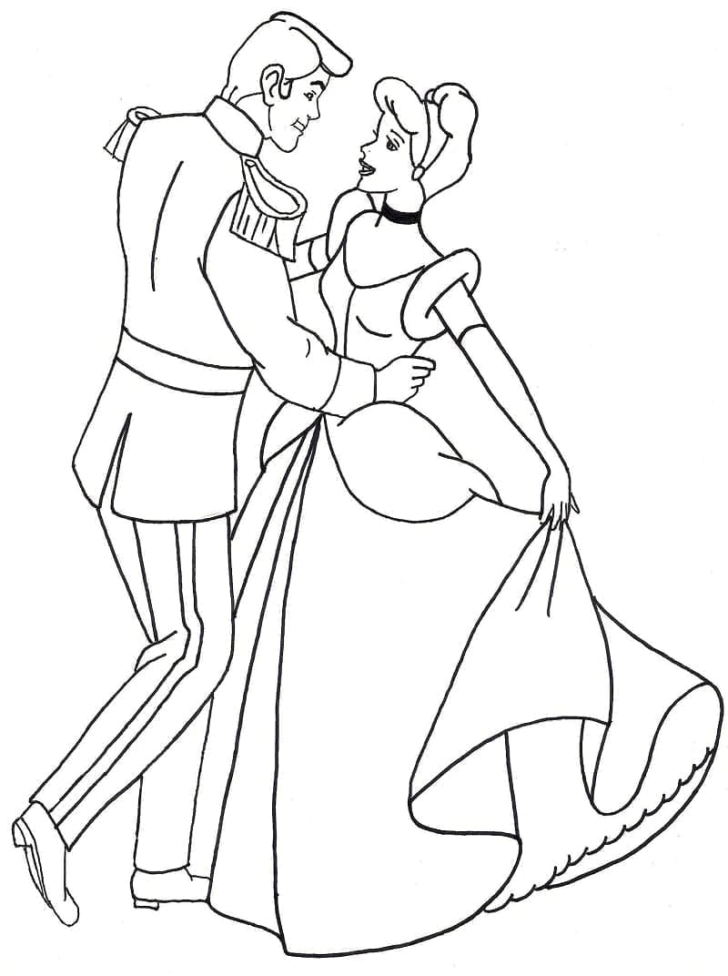 Prince Charmant et Cendrillon coloring page