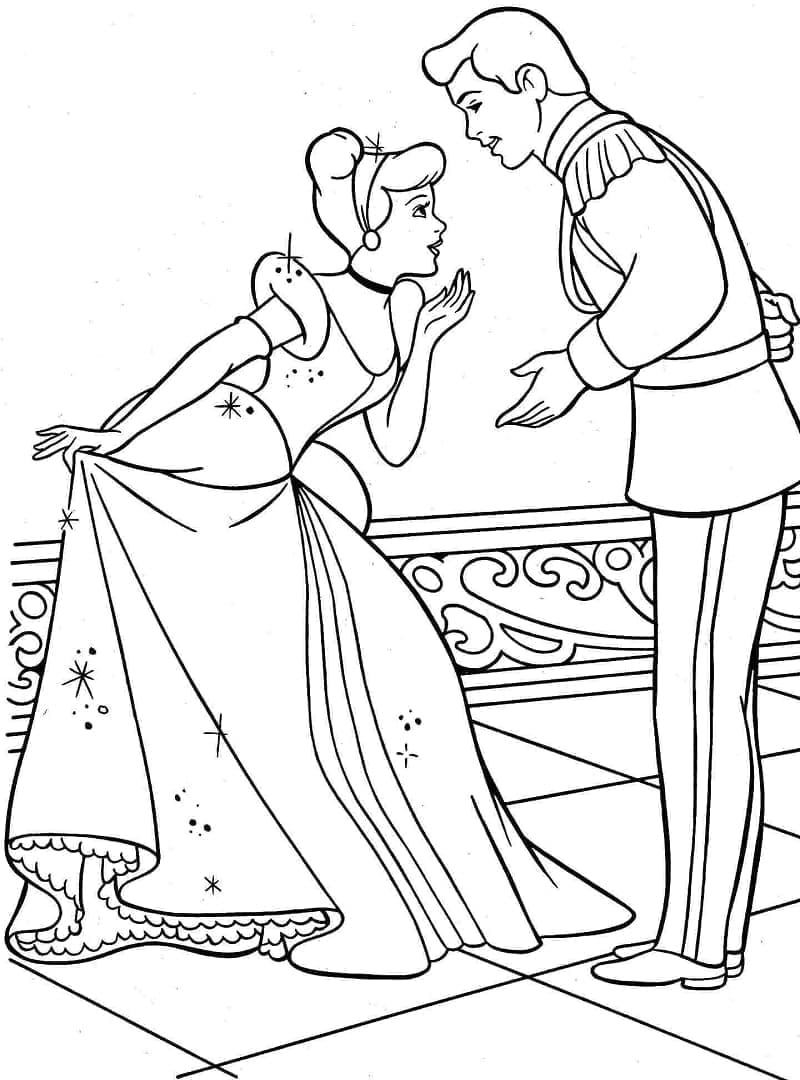 Prince et Cendrillon coloring page