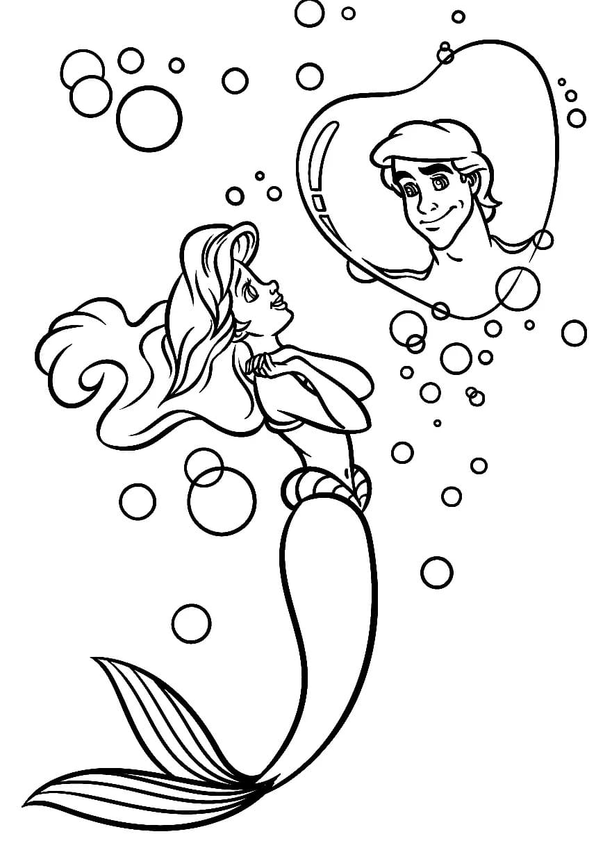 Princesse Ariel Amoureuse coloring page