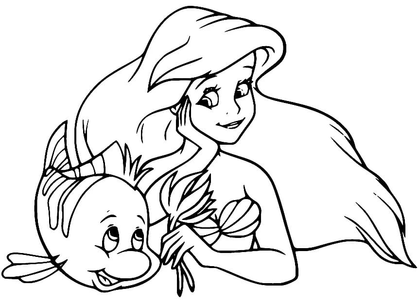 Princesse Ariel avec Polochon coloring page