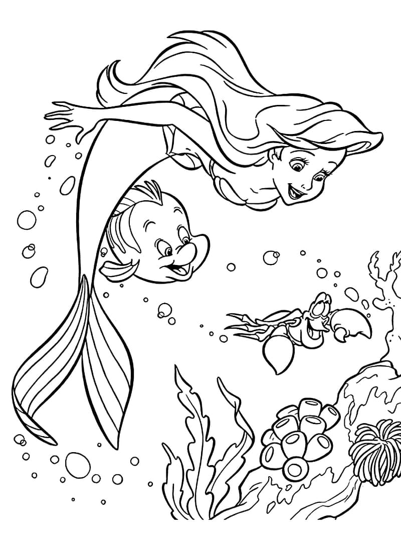 Princesse Ariel et Ses Amis coloring page