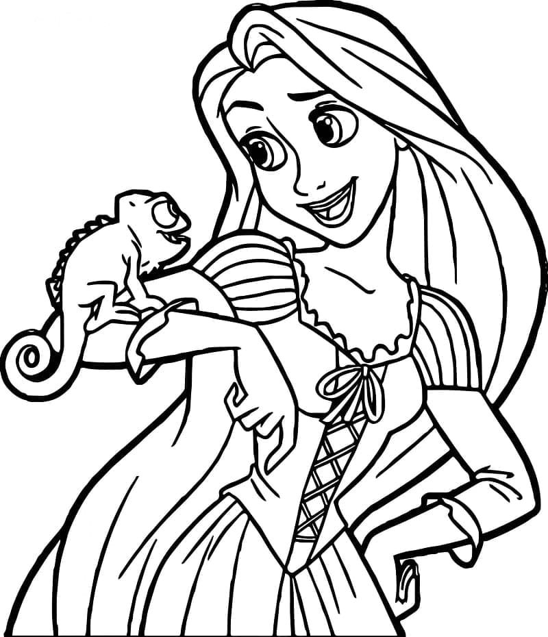 Raiponce et Pascal coloring page
