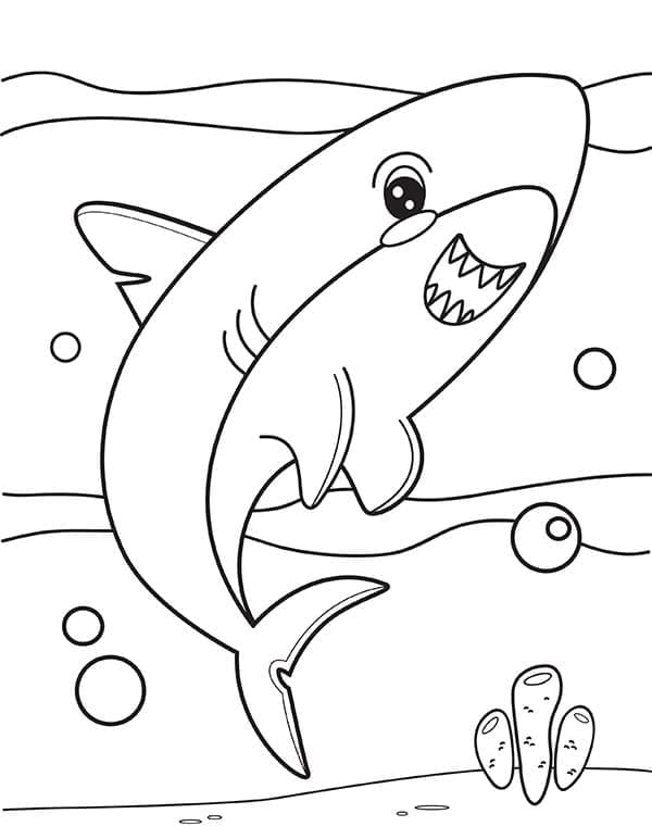 Requin Kawaii coloring page