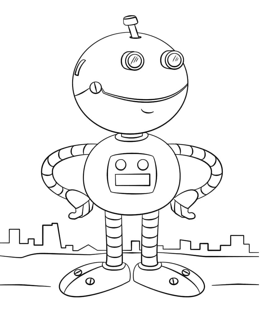 Robot Heureux coloring page