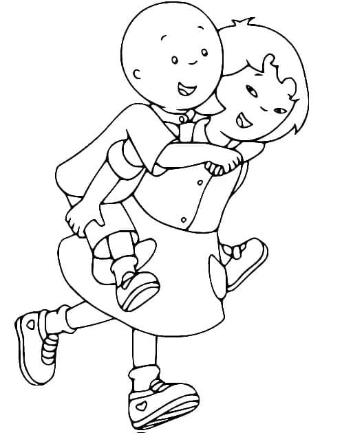 Sarah et Caillou coloring page