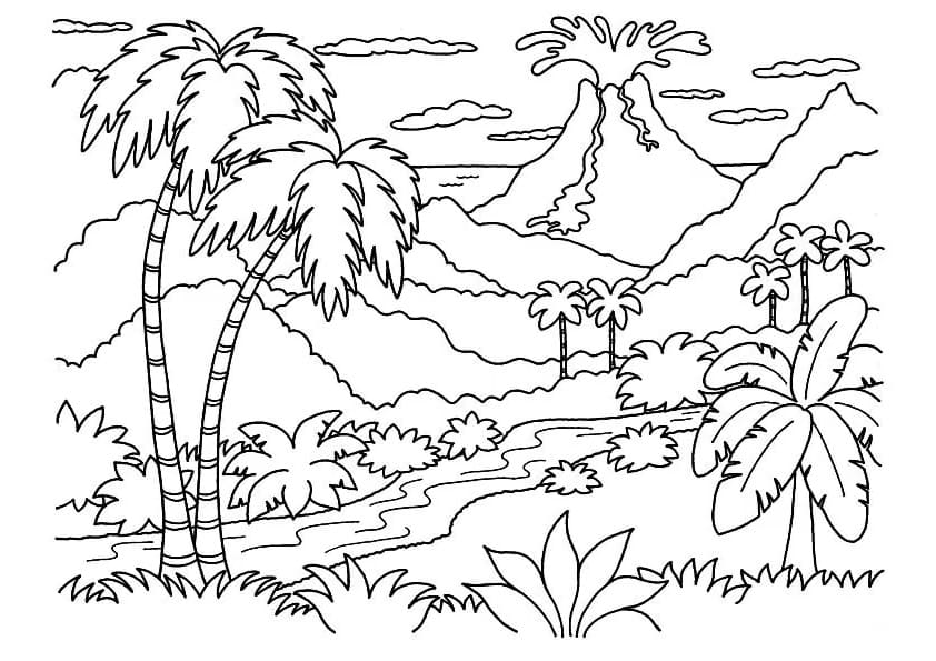 Scène de Volcan coloring page