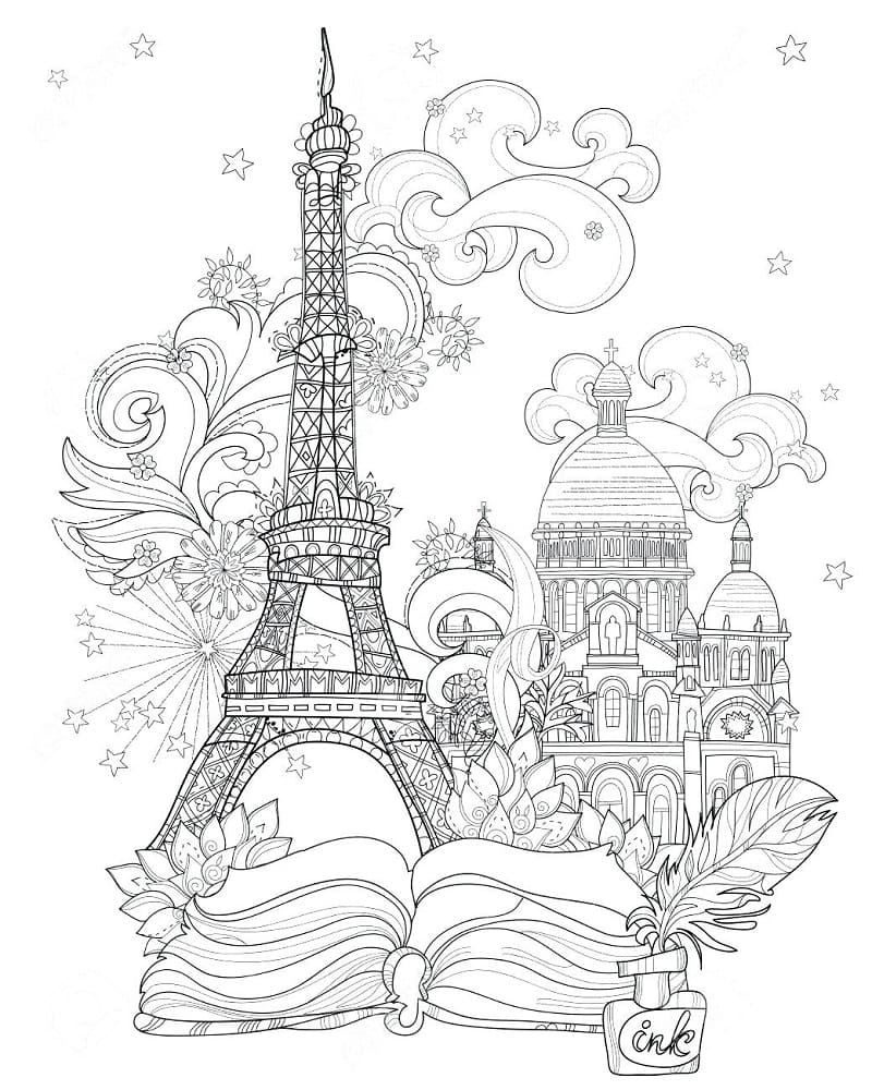 Tour Eiffel 3 coloring page