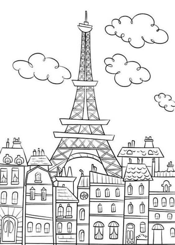 Coloriage Tour Eiffel à Paris