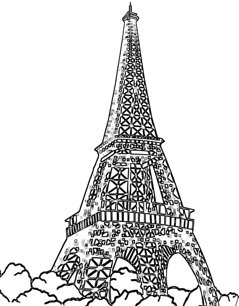 Coloriage Tour Eiffel Gratuite Pour les Enfants
