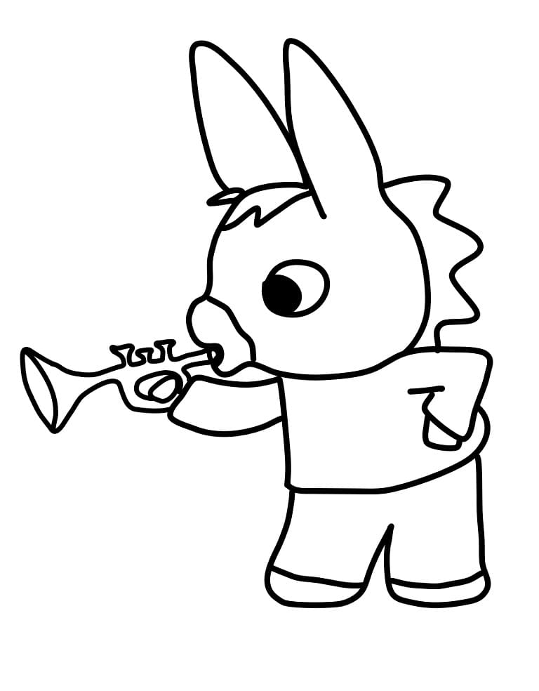 Trotro Jouant de la Trompette coloring page