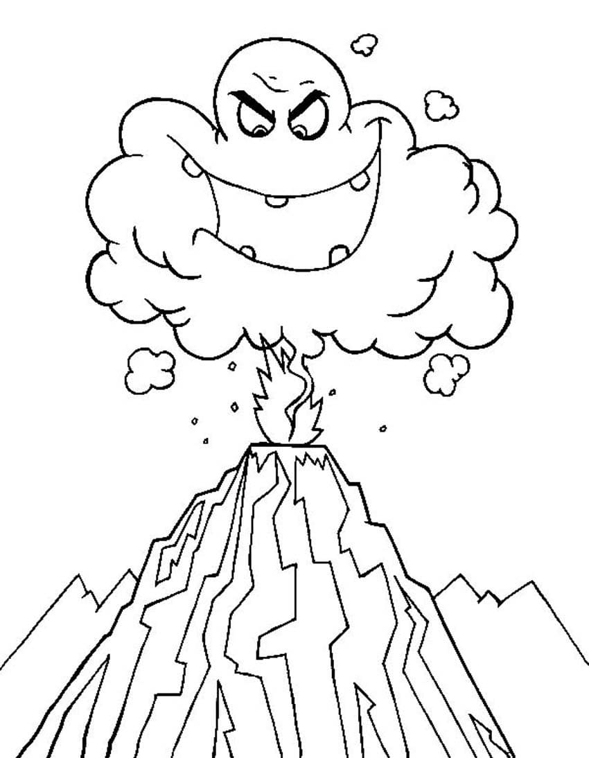 Volcan en Colère coloring page