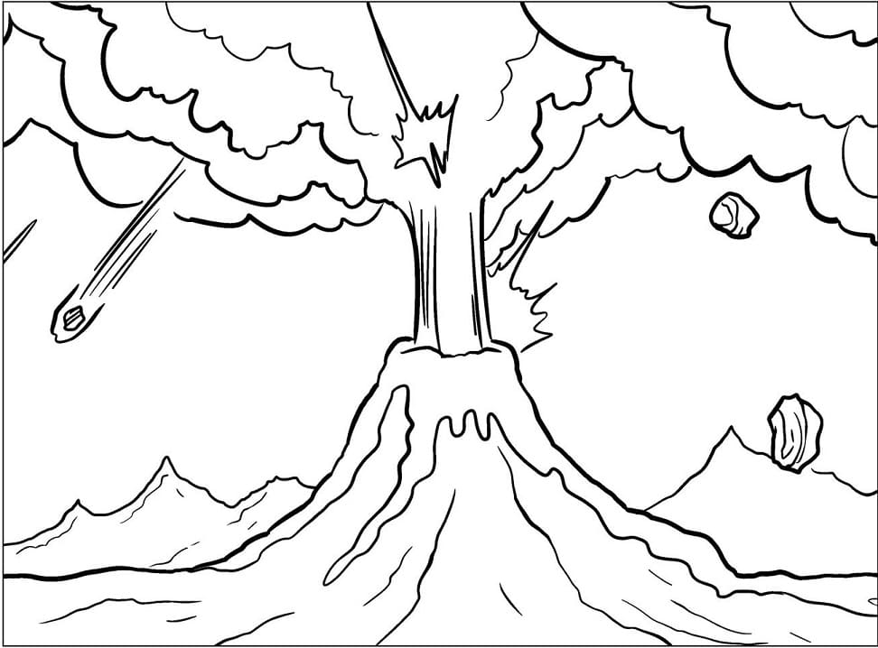 Volcano 3 coloring page