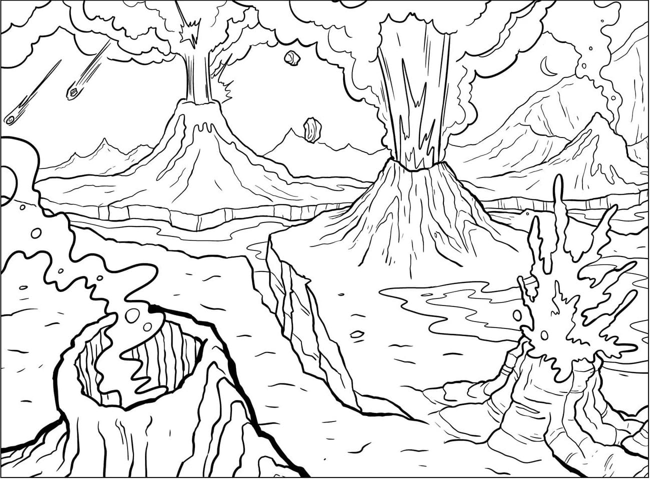Volcans Actifs coloring page