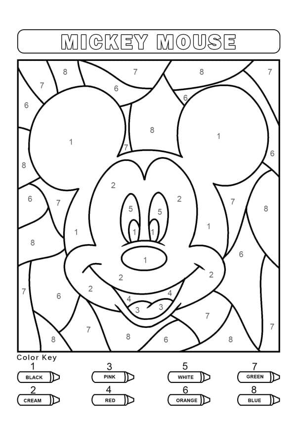 Mickey Mouse Coloriage par Numéro coloring page