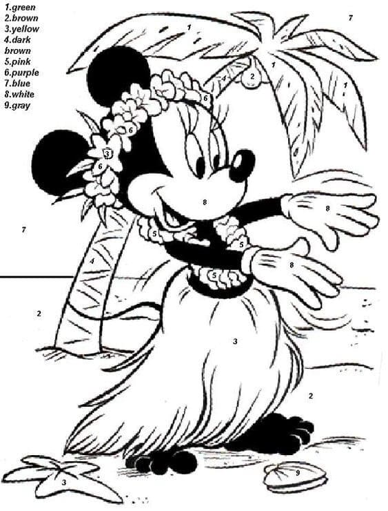 Coloriage Minnie Mouse Coloriage par Numéro