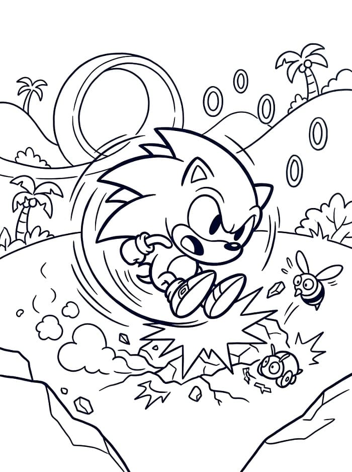 Chibi Sonic Attaque coloring page