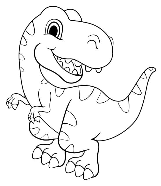 Adorable T-rex coloring page