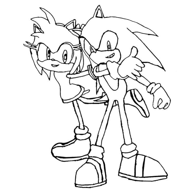 Coloriage Amy Rose et Sonic
