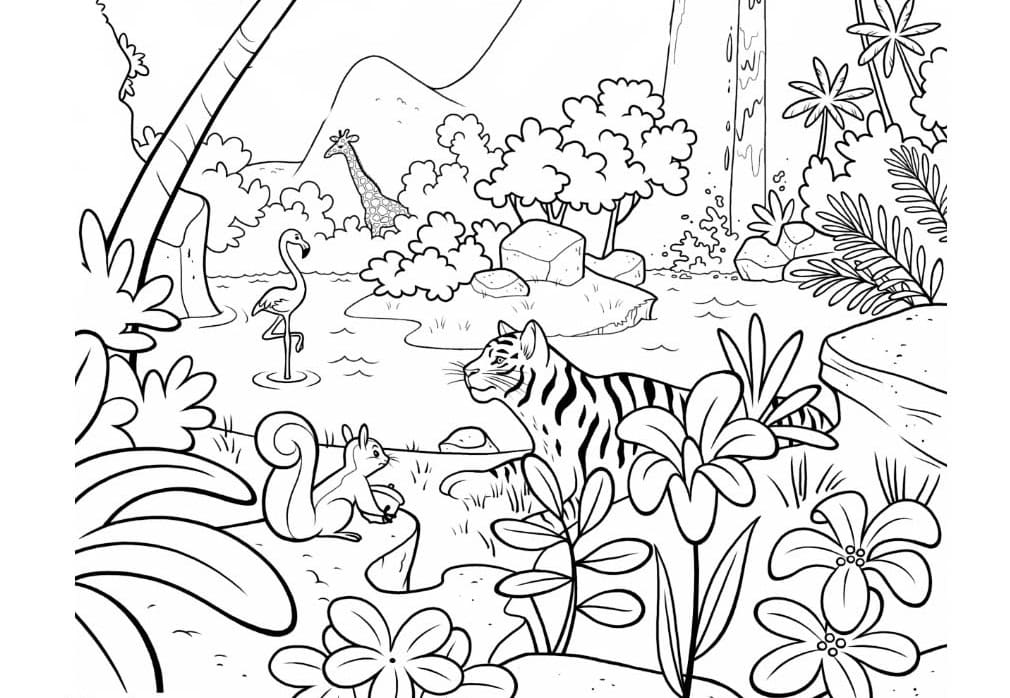 Coloriage Animaux de la Jungle Pour les Enfants