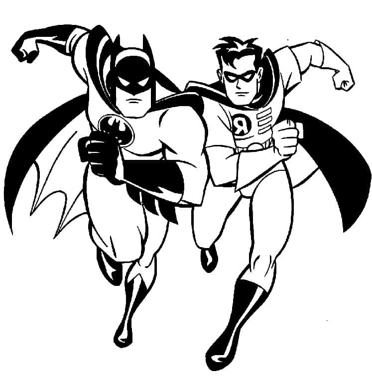 Coloriage Batman avec Robin